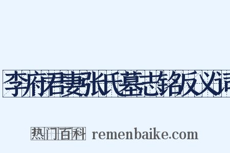 李府君妻张氏墓志铭反义词是什么意思的图片
